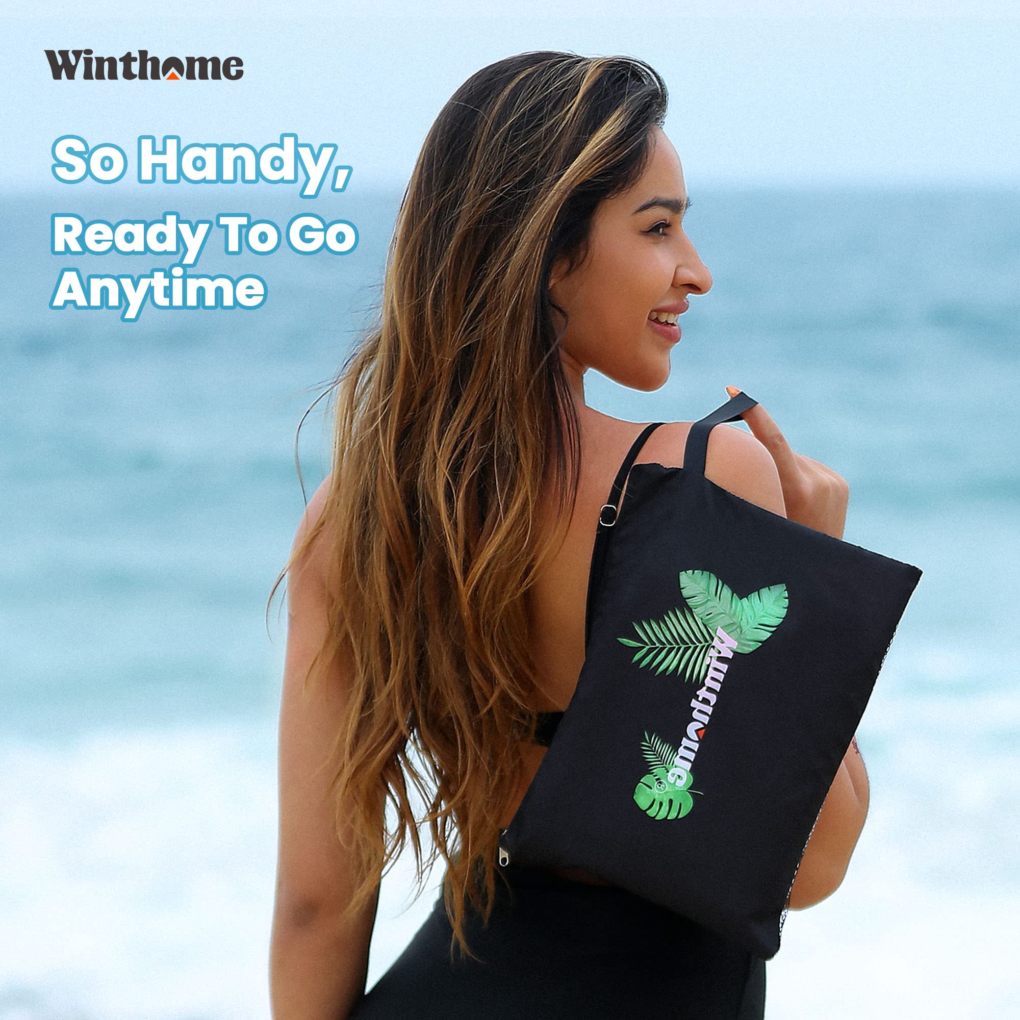 Winthome Beach Towel, Extra Large Microfibre Beach Towel for Adult, Double Sides Sand Free Quick Dry lightweight Travel Swimming Towel(Pink + Green, 90×180cm - 2 pack)