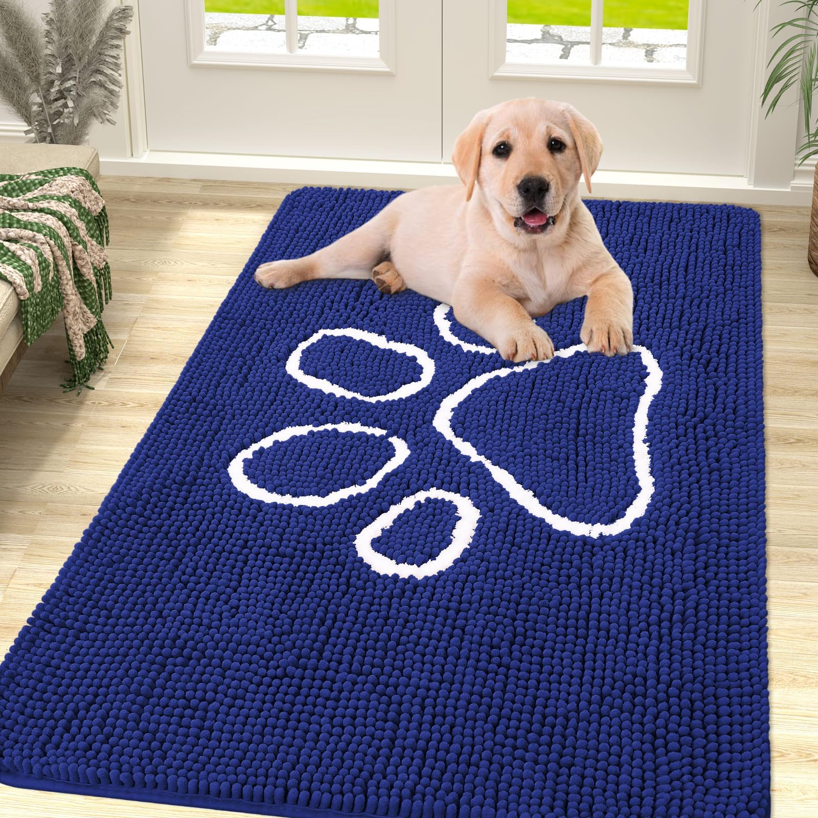 Homaxy Dog Door Mats Indoor, Super Absorbent Non Slip Doormats, Soft Chenille Floor Mat, Machine Washable Entrance Rug for Dogs Muddy Paws, Muddy Wet