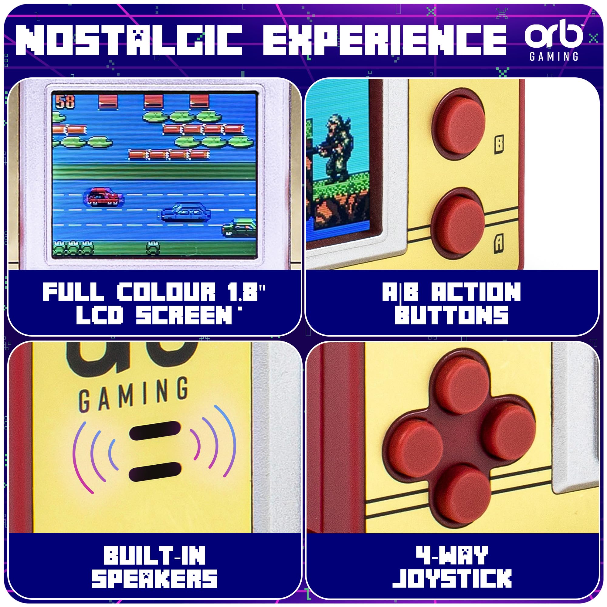 Official Atari Cartridge Handheld Mini Arcade Console with 3 Games - Pong Sports, Asteroids & Missle Command, 2" Colour Screen, Keyring, Retro Gaming Console Gift for Him and Her