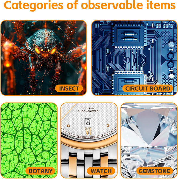 GlobalCrown Digital Microscope for Kids Adults,50-1000X Magnification Microscopes with 4.3 Inch Screen,Coin Microscope with 8 Adjustable LED Light Soldering Magnifier,Windows Mac Compatible