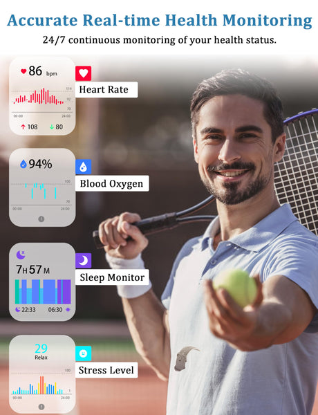 Smart Watch, Alexa Built-in, Answer/Make Calls 44mm Smartwatch Women Men, 1.83'' Sports Watch IP68 Waterproof, Heart Rate SpO2 Sleep Stress Monitor, Step Counter Watch for Android & iOS Phone