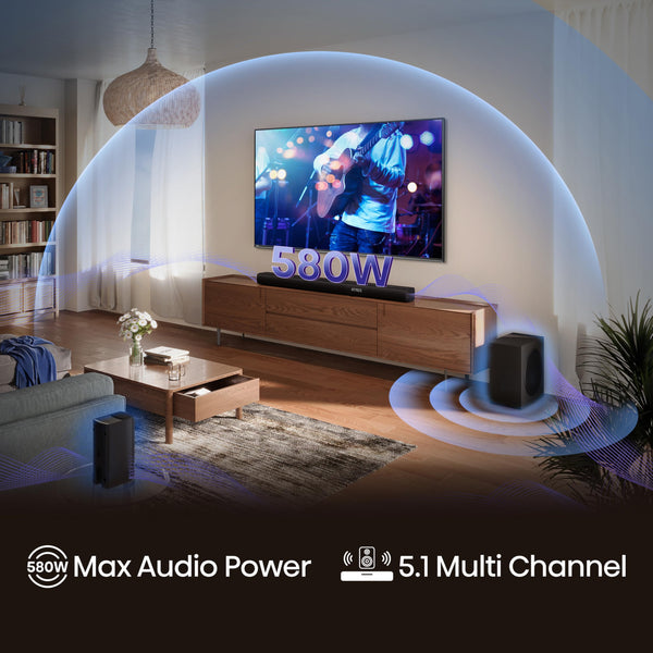 Hisense AX5125H 5.1.2 Channel 500W Dolby Atmos Soundbar with Wireless Subwoofer& Up Firing Speakers& Turly Wireless Rear Speakers