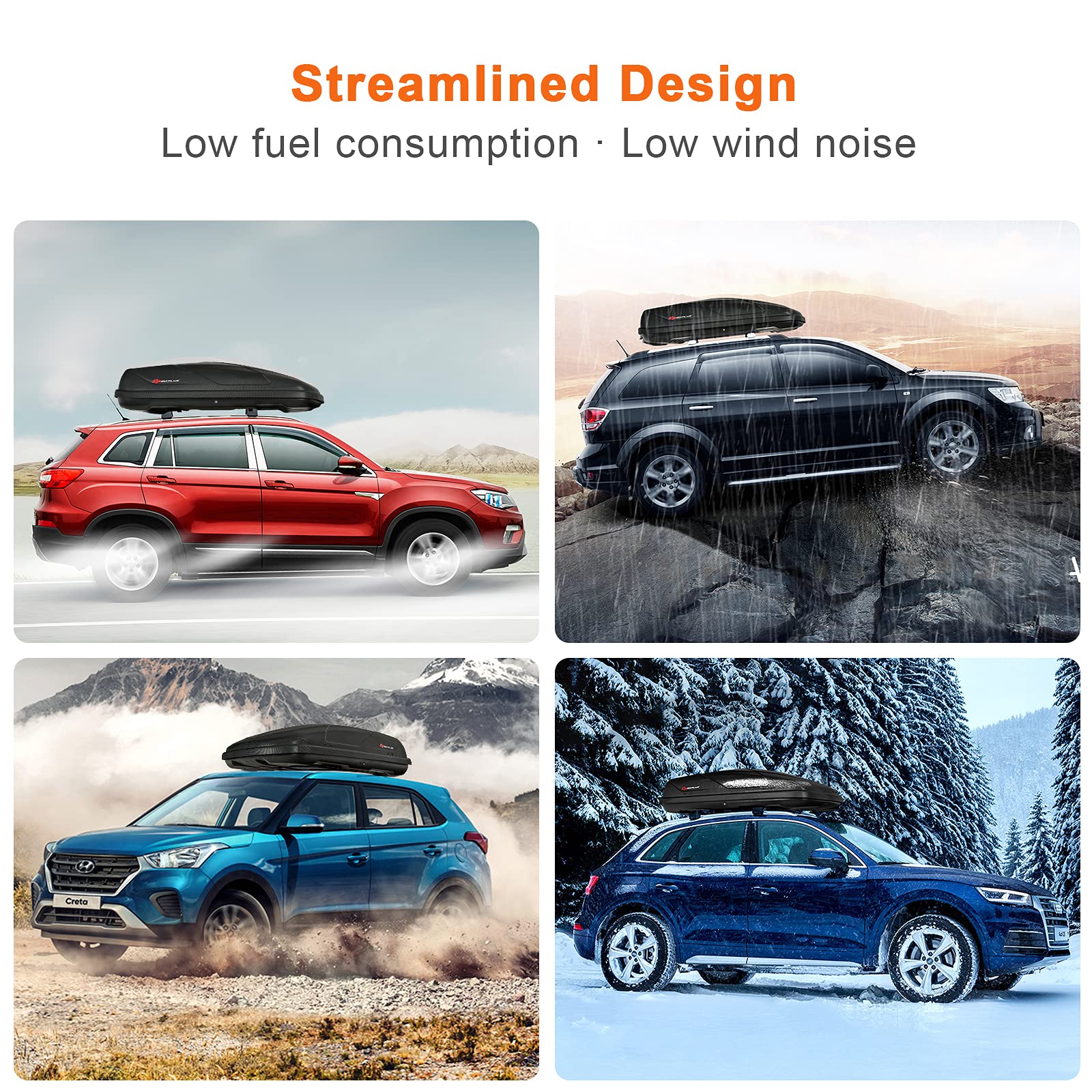 COSTWAY Car Roof Box, 400L Capacity Hard Roof Cargo Carrier with Security Keys & Dual Side Opening, Waterproof Rooftop Luggage Storage Box for Car, SUV, Van, Fits Most Cars (Black)