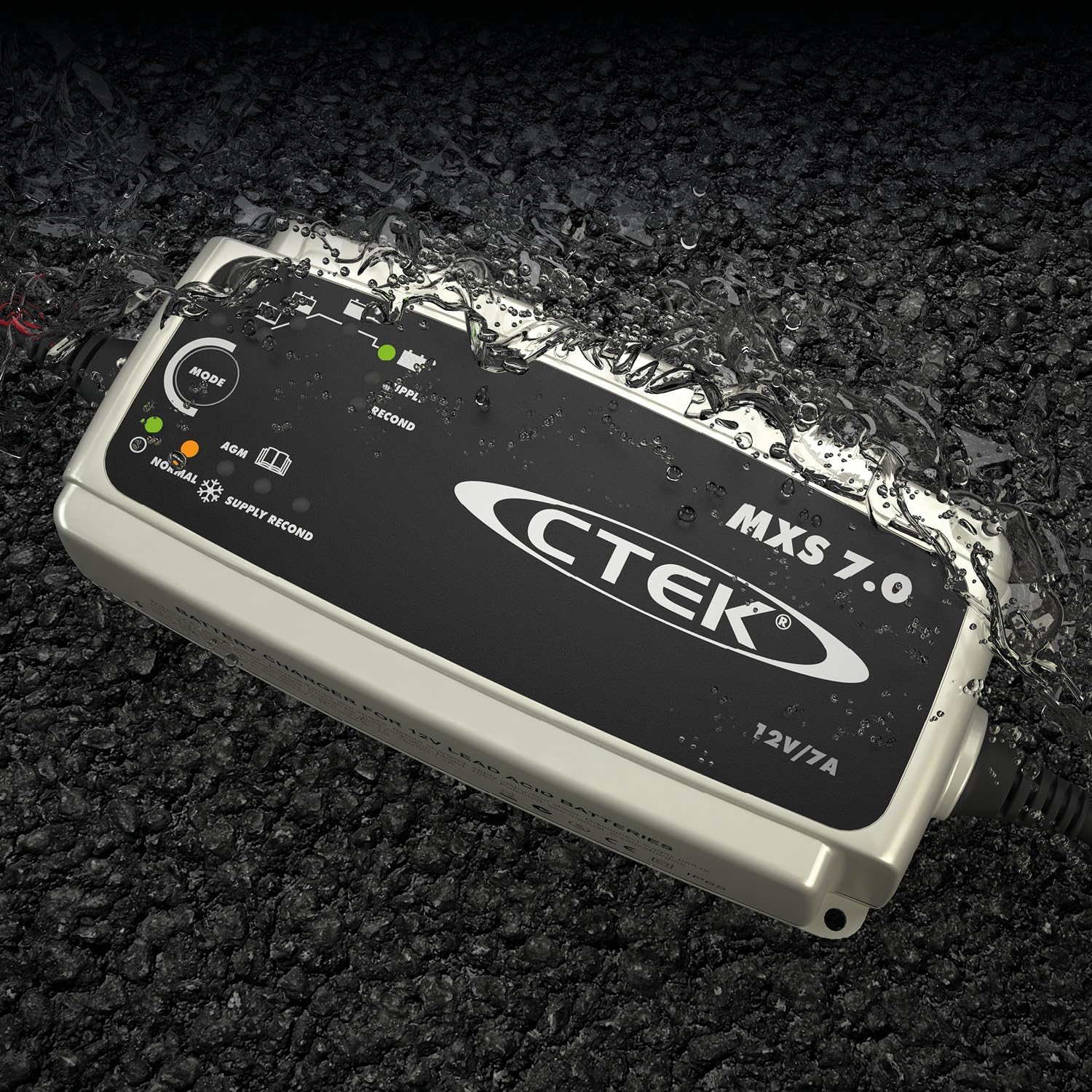 CTEK MXS 7.0 Fully Automatic Battery Charger (Charges, Maintains and Reconditions Car, Caravan and Motorhome batteries) 12V, 7 Amp - UK Plug, Black