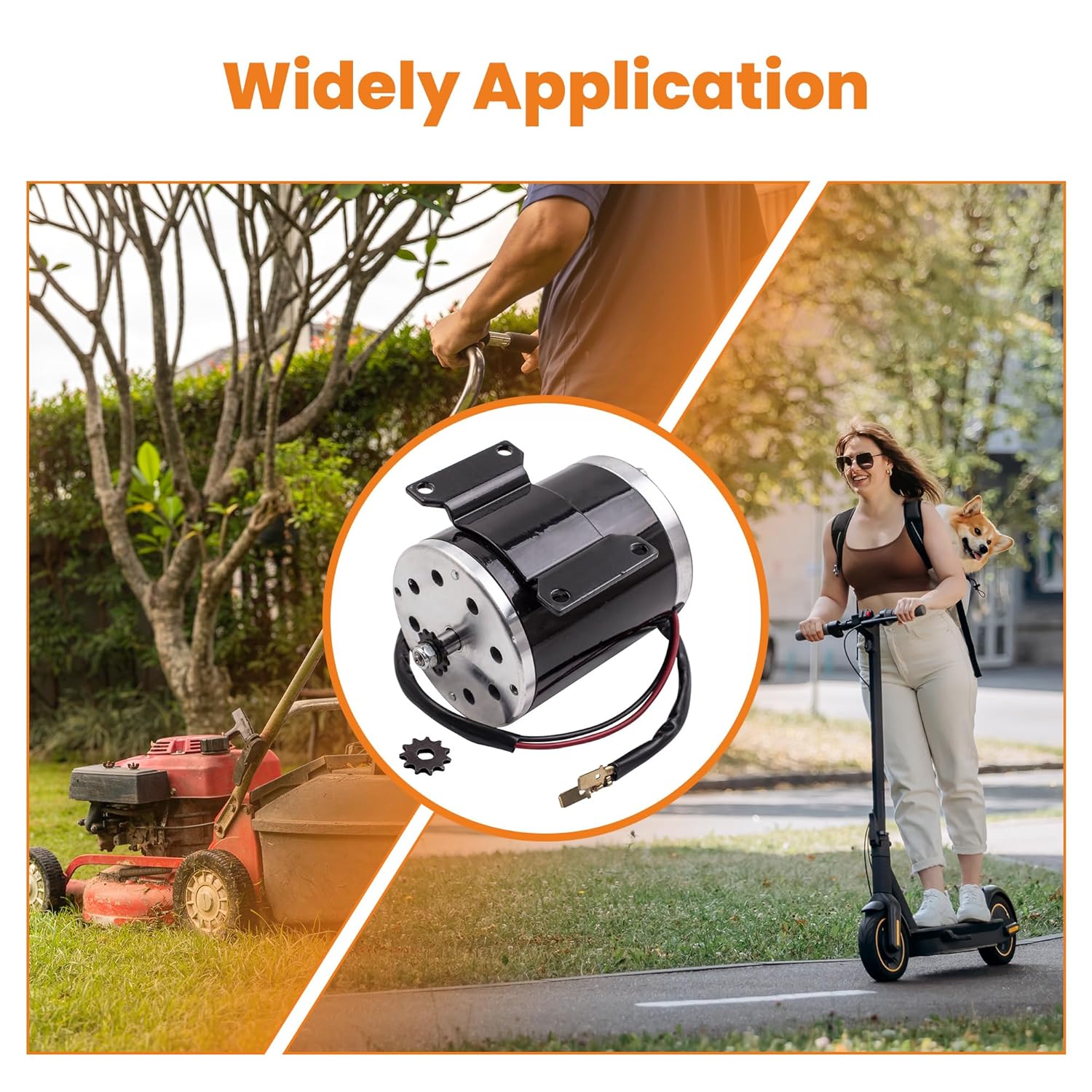 maXpeedingrods Electric DC Motor Brushed Scooter with Bracket for Go Kart DIY Scooter E Bike 500W 24V