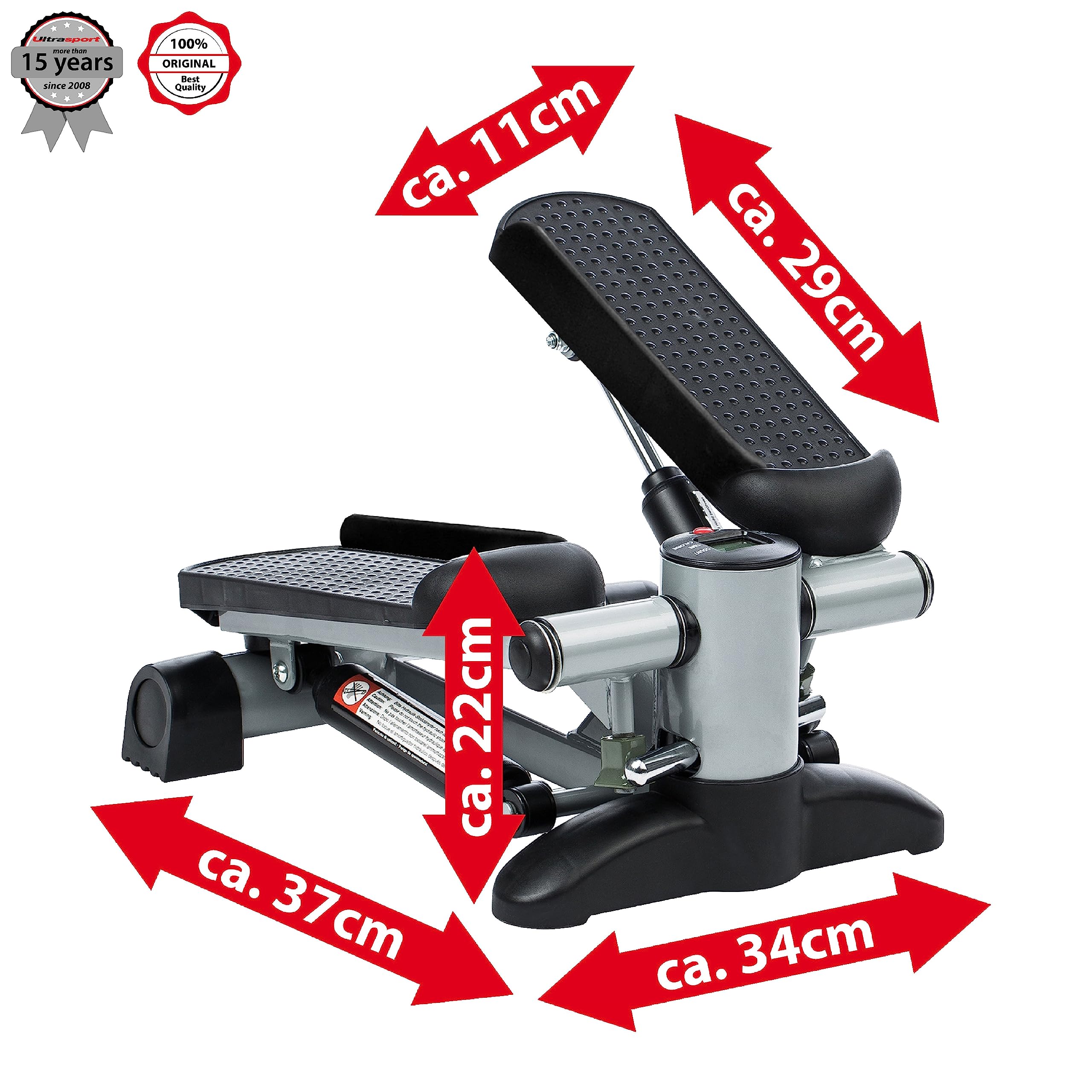 Ultrasport Swing Stepper, home trainer stepper with training computer, up-down stepper for beginners and advanced users, small and compact stepper,