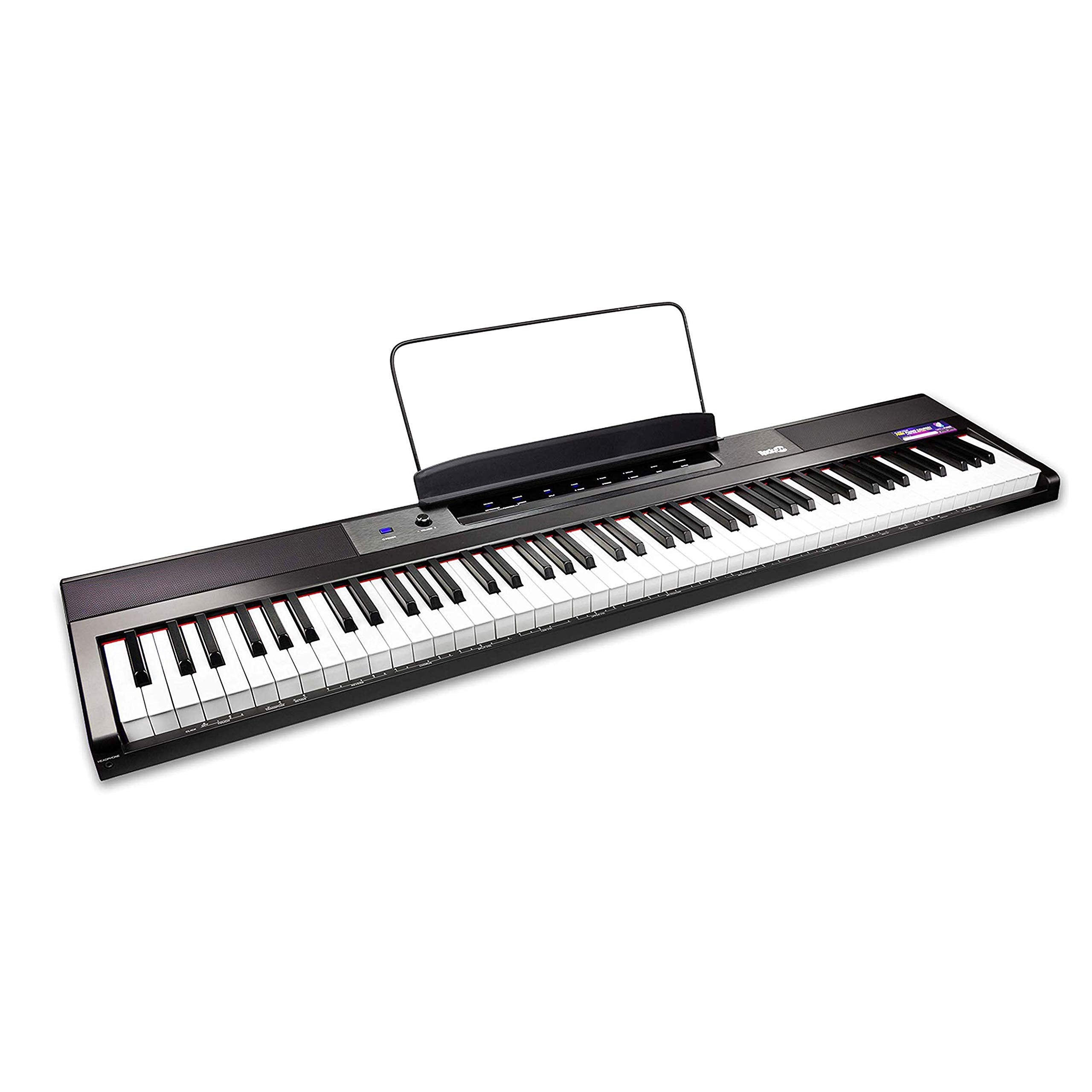 RockJam 88 Key Digital Piano with Full Size Semi-Weighted Keys, Power Supply, Sheet Music Stand, Piano Note Stickers & Simply Piano Lessons