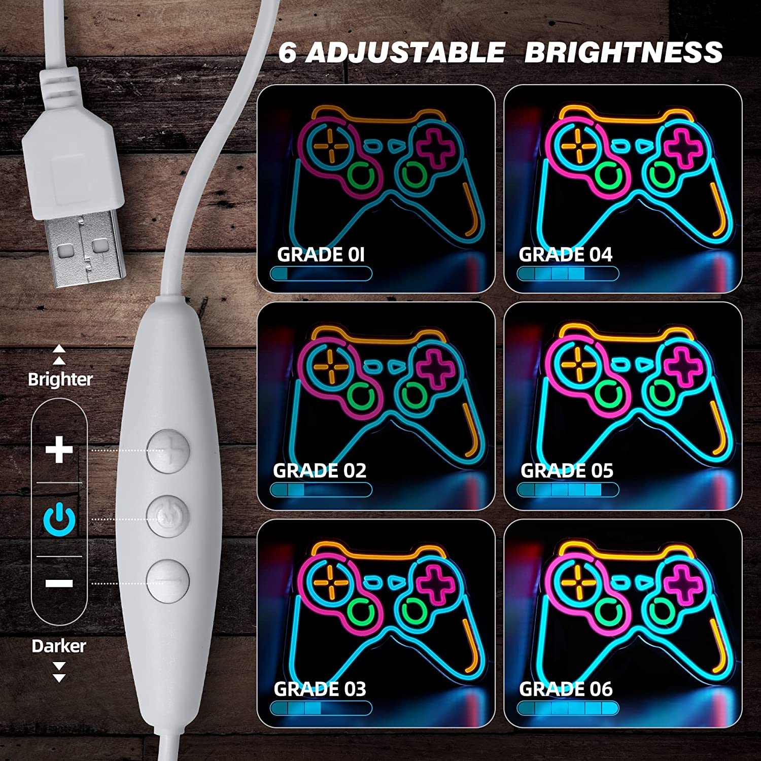 Eufrozy Dimmable Game Neon Sign, Acrylic Gaming LED Neon Light Sign, Bedroom Wall Decor Lights Powered by USB with Switch, for Kids, Boys, Gamers,