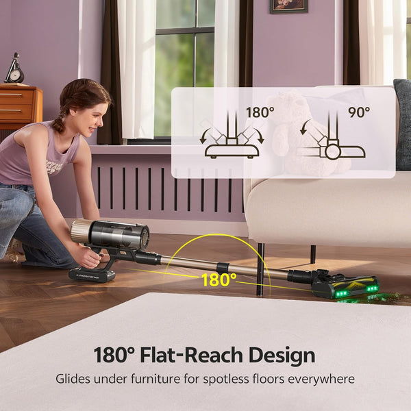Ultenic U15 Cordless Vacuum Cleaner 50000Pa/65Min Runtime, Anti-tangle Brush with GreenEye Technology, Self Standing Stick Vacuum, Telescopic Tube, Ideal for All Floors, Carpet & Pet Hair