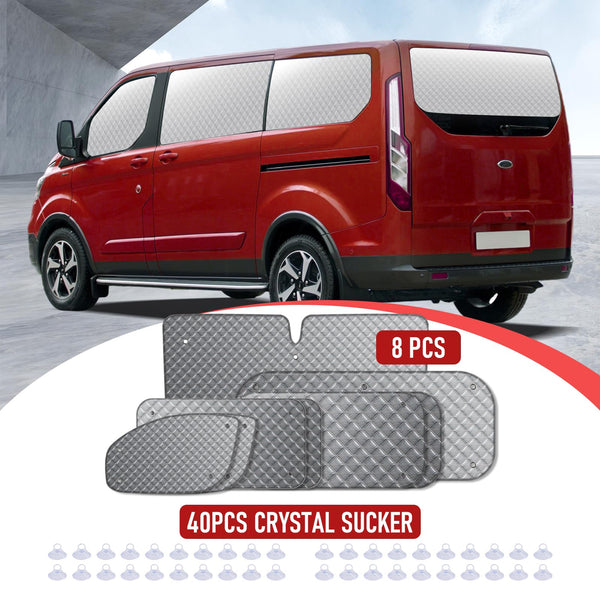 MaxAwe 8Pcs Internal Thermal Blind Set Fits for VW T5/T6 LWB, Luxury Sunshade Wrap Cover Kit, Window Front Screen Cover, Summer Uv Sun Blind & Winter Insulation Cover for VW Campervans & Motorhome