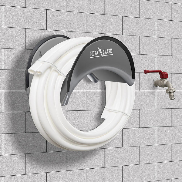 FLORA GUARD Garden Wall Mounted Hose Reel 20+2m, Heavy Duty Hose Reel Wall Mount, 9 Pattern Nozzle, Supplied with Nozzle, Fittings and Fixings