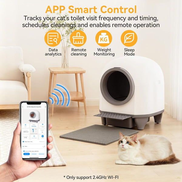 Devoko 90L Self cleaning cat litter tray,APP Control,9 safety sensors,Easy Clean litter robot,Extra Large litter boxes for Multiple Cats,Anti-pinch Smart Robot,Automatic cat litter tray for Multi-Cats