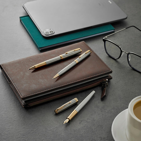 Parker Sonnet Ballpoint Pen | Stainless Steel with Gold Trim | Medium Point | Handwriting Pens & Stationery Supplies | Black Ink | Gift Box