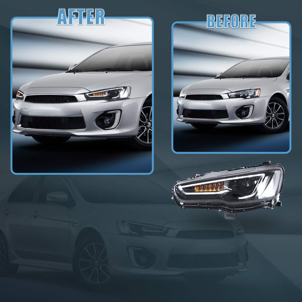 VLAND LED Headlights Compatible with Mitsubishi Lancer& EVO X 2008-2020 Front light with Sequential, Projector Headlamp