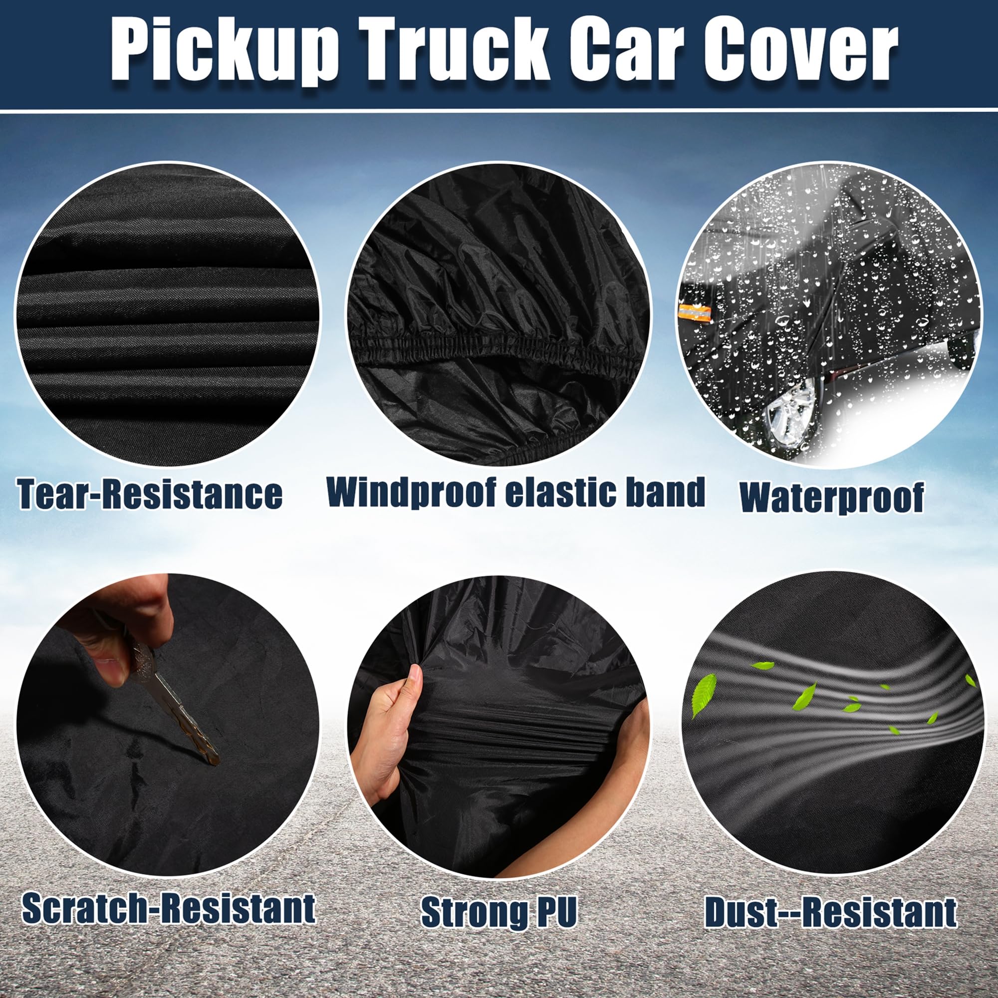X AUTOHAUX All-Weather Pickup Truck Cover for Toyota Tacoma Crew Cab Pickup 4 Door 6.1 Feet Bed (2005-2021) - Waterproof, UV-Resistant, and Windproof with Left Door Zipper, 190T PU Material