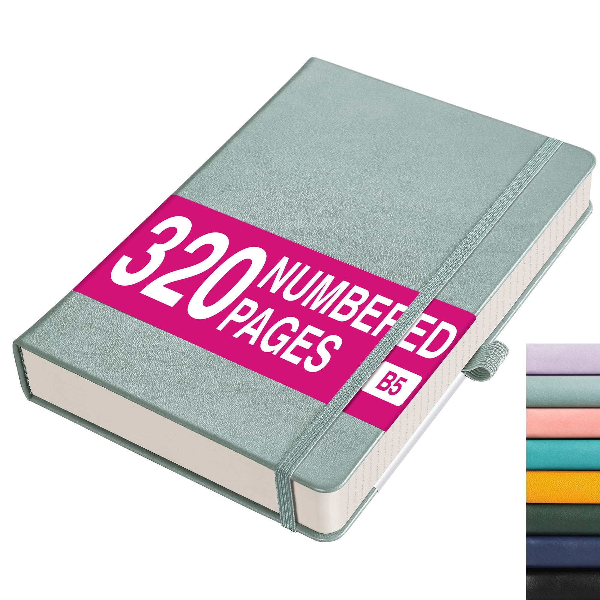 RETTACY Lined Journal Notebook - A5 Note Book Hardcover Thick Notepad 320 Numbered Pages for Writing,100gsm Lined Paper, Leather Hardcover, for Women Men Work Office School,14.5 x 21cm - Black