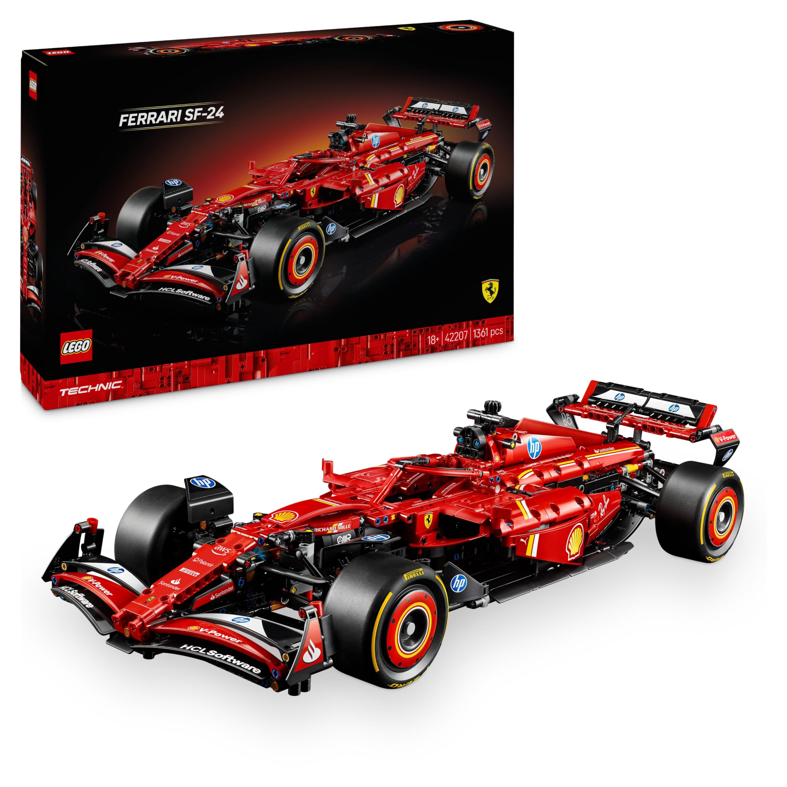 LEGO Technic Oracle Red Bull Racing RB20 F1 Car Model Kit - Collectible Formula 1 Building Set with 1:8 Scale V6 Engine, Gear Box, Steering & DRS - Gift Idea for Adult & Teenage Racing Fans - 42206