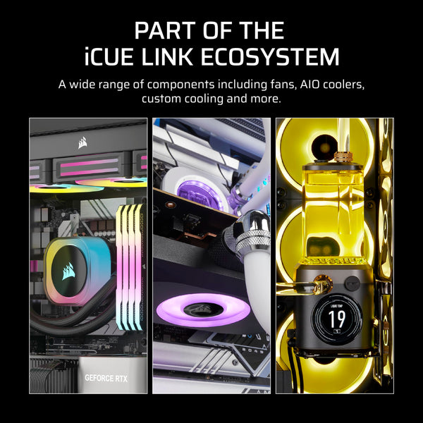 CORSAIR iCUE LINK RX120 MAX RGB 120mm PWM Thick Fans with iCUE LINK System Hub – High-Static Pressure – Magnetic Dome Bearing – Triple Pack – White