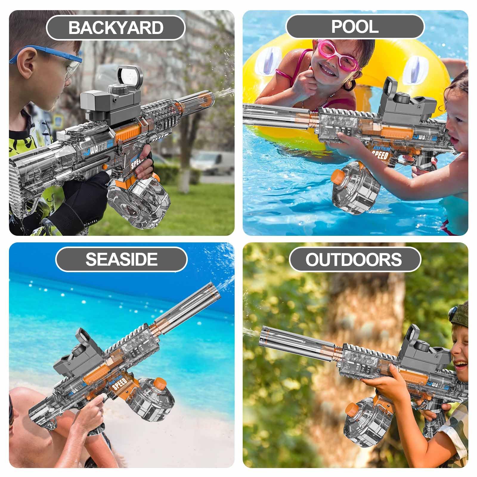 Electric Water Gun, Ultra-Long Range One-Touch Automatic Water Gun, Large Capacity Ultra-Long Standby, Suitable For Children Adults Summer Pool Party Beach Outdoor Use.