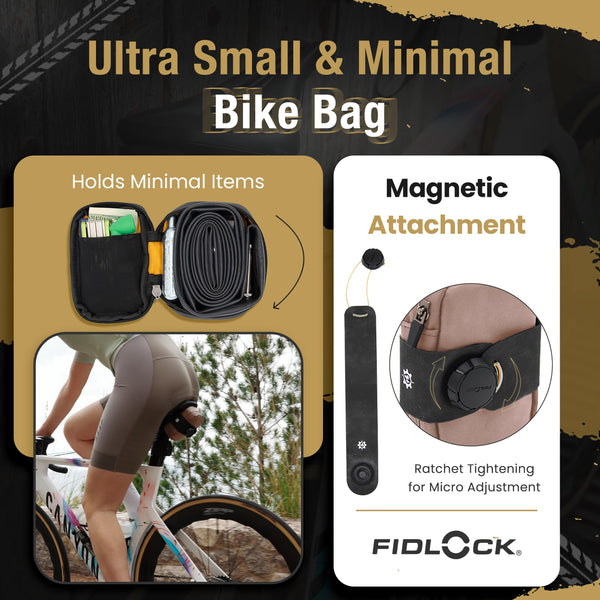 Lumiere & Co. Falcon Magnetic Bike Saddle Bag – 0.69L | 6" x 3.5" x 2" | Sleek Minimalist Brick Design, Fast Magnetic Buckle Attachment | Road Cycling–Specific Bike Seat Bag (Black, Large)