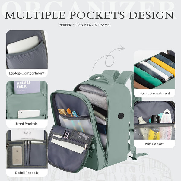 for Ryanair Cabin Bags 40x20x25 Underseat Cabin Bag Carry Ons Hand Luggage Bag Travel Backpack Cabin Size for Ryanair Backpack with Charging Hole