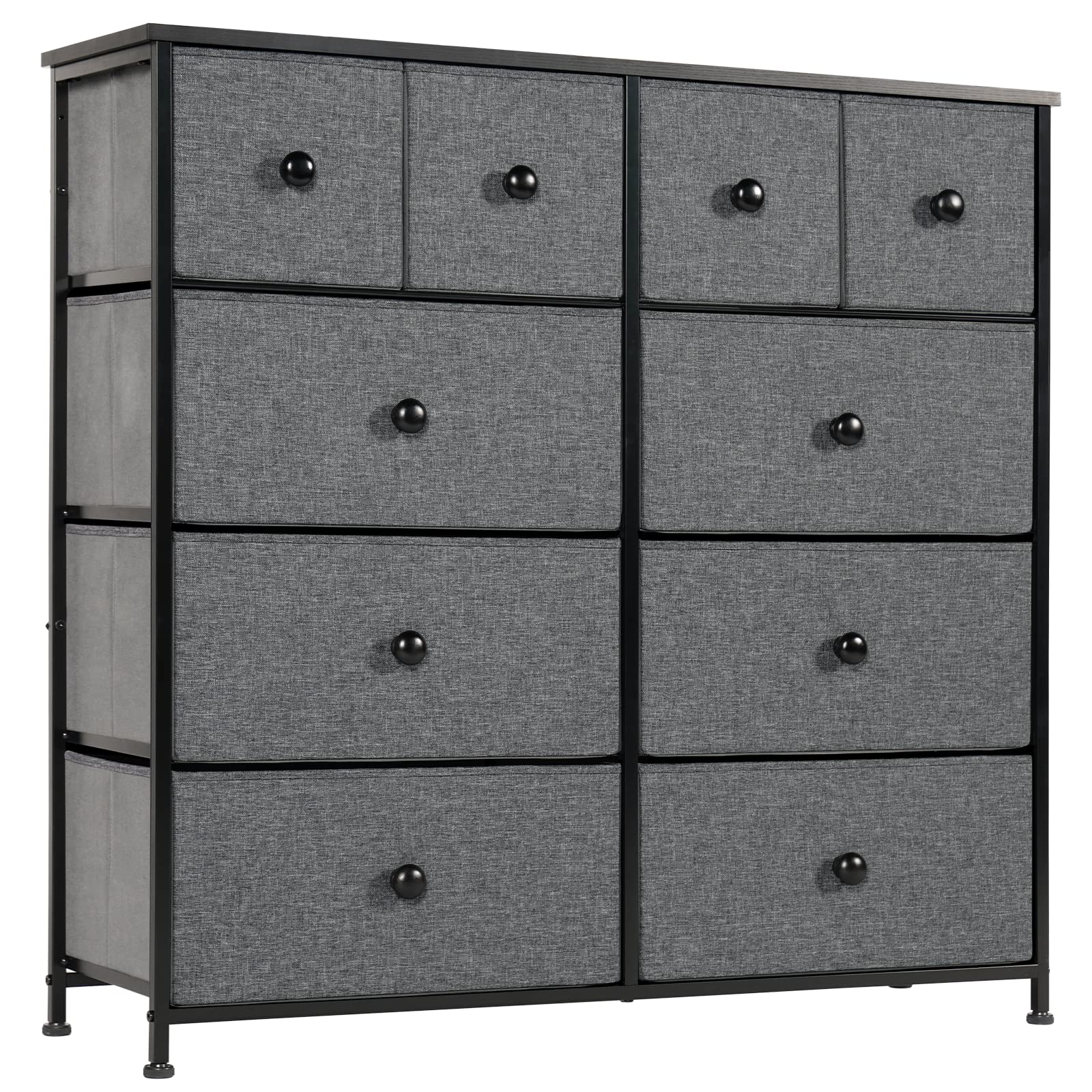 LYNCOHOME Chest of Drawers Bedroom Furniture with 10 Drawers,Storage Organiser for Hallway, Living room, Kids room, Closet,Cold Gray