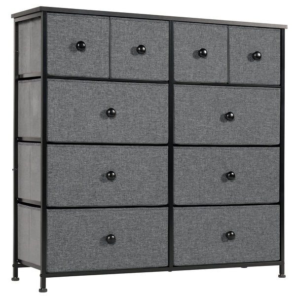 LYNCOHOME Chest of Drawers Bedroom Furniture with 10 Drawers,Storage Organiser for Hallway, Living room, Kids room, Closet,Cold Gray