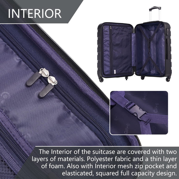 COOLIFE Suitcase Trolley Carry On Hand Cabin Luggage Hard Shell Travel Bag Lightweight with TSA Lock and Durable 4 Spinner Wheels (Lemon Yellow, L(77cm 93L))