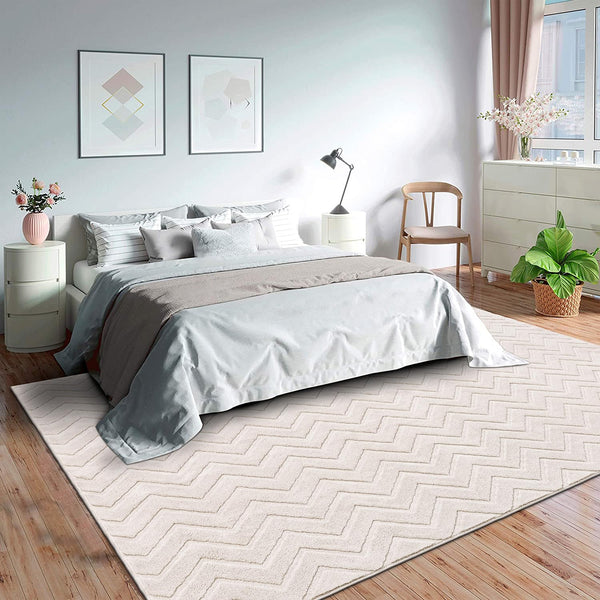 SHACOS Area Rug for Living Room Large Rugs 160 x 230 cm Modern Cream Rug for Bedroom Washable Non-Slip Rug Modern Floor Carpet Ultra Soft Shaggy