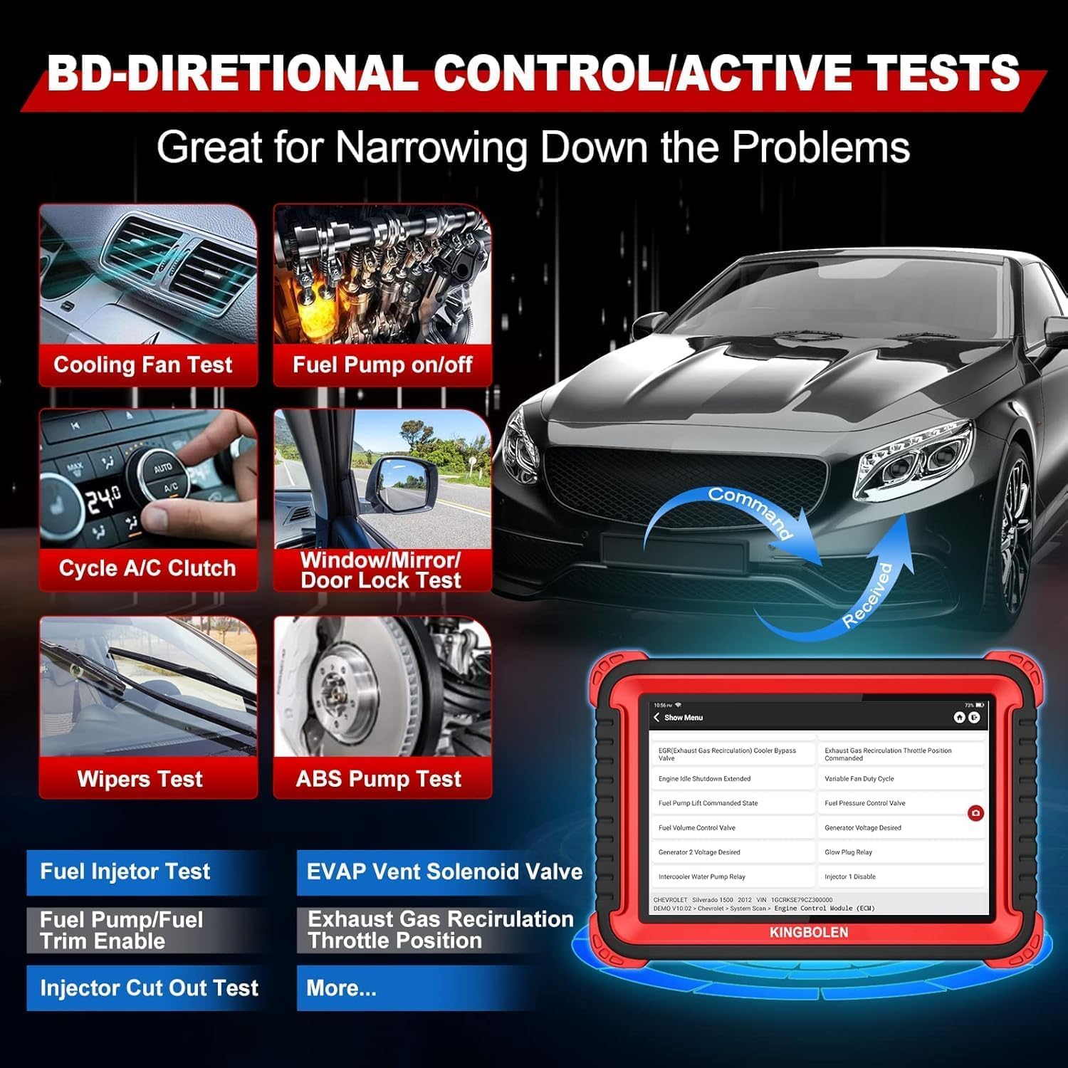 KINGBOLEN K10 PRO Car Diagnostic Tool,OE-Level Full System Bidirectional Scan Tool with ECU Coding,Topology Mapping,50+ Resets,V.A.G Guide,FCA,Can FD And DOIP,2 Years Update.