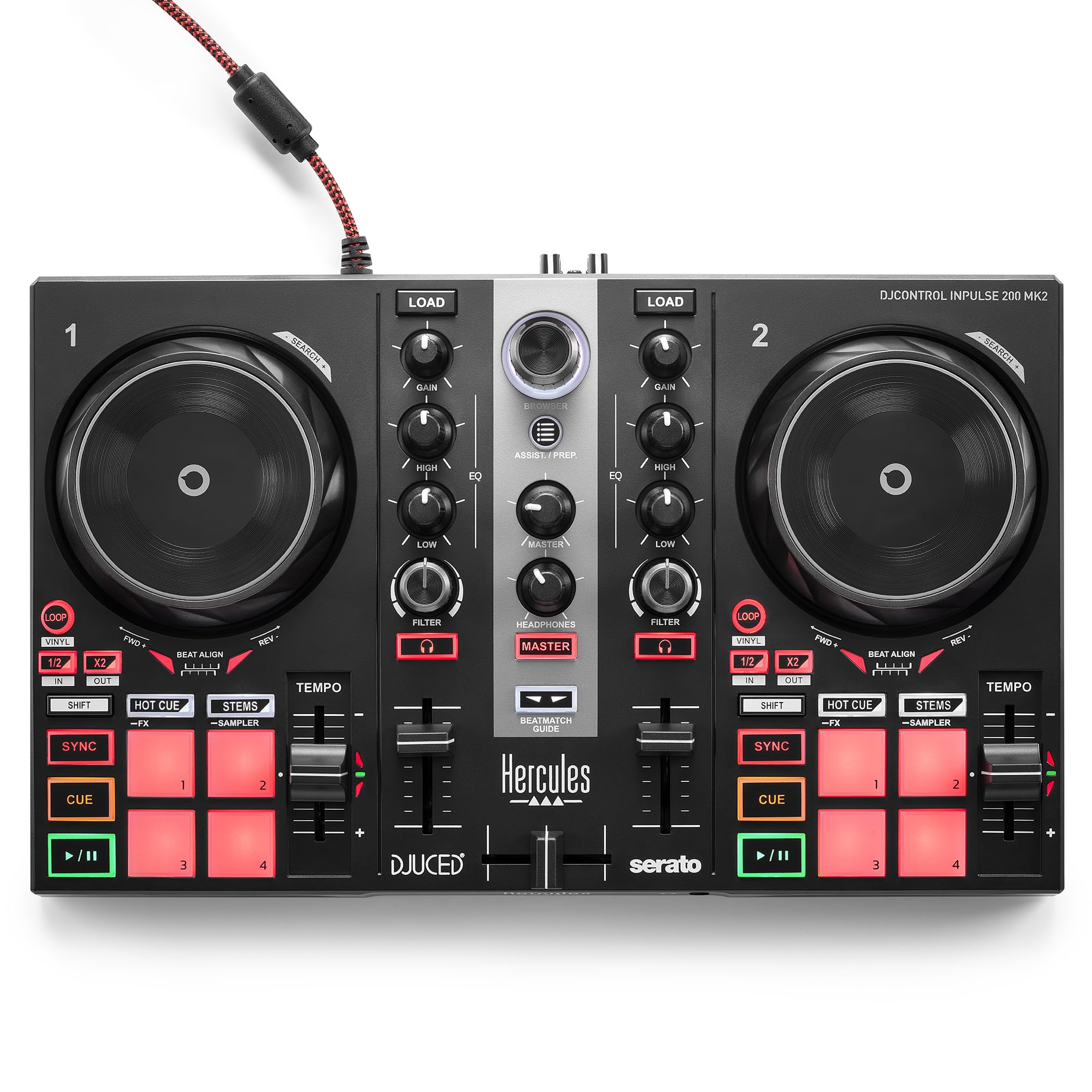 Hercules DJControl Inpulse 500 2-Deck USB DJ Controller for Serato DJ and DJUCED