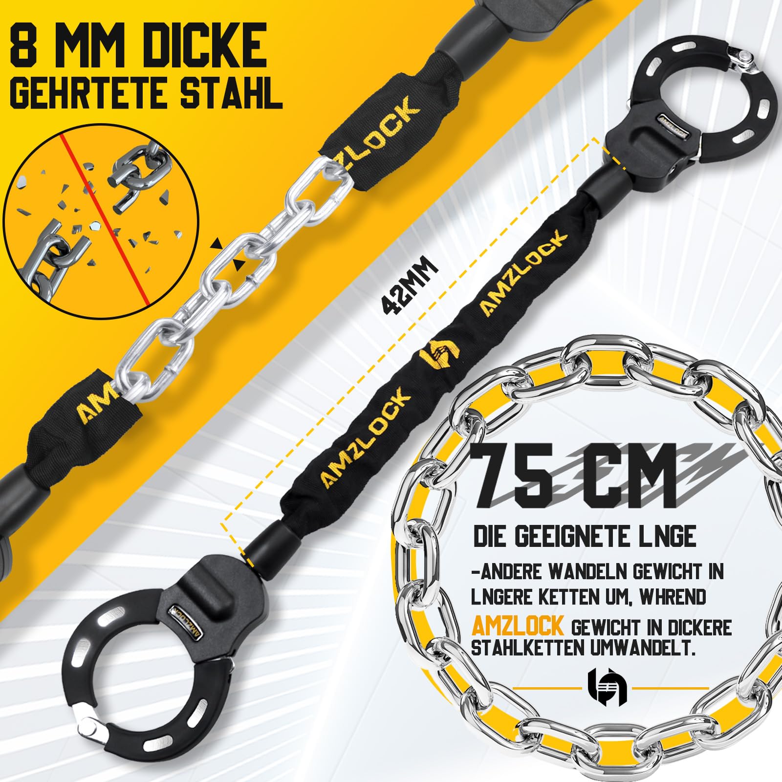 AMZLOCK Bike Lock, Electric Scooter Lock, Anti-Theft Device for Scooters/Electric Scooters/Bicycles/Motorcycles, High-Security HandcuffLock with Keys