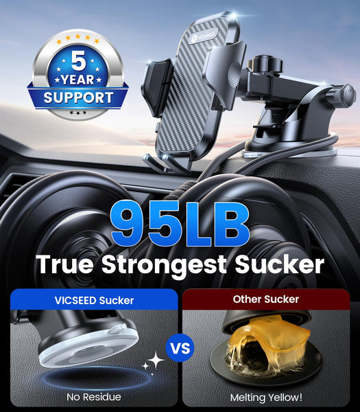 2025 BEST [Rally Racing-Grade] Car Phone Holder for Cars [88+LBS Strongest Suction] 3In 1 Dashboard Windscreen Vent Mobile Phone Holder for Car [Big phone & Thick Case Friendly] for iPhone Samsung