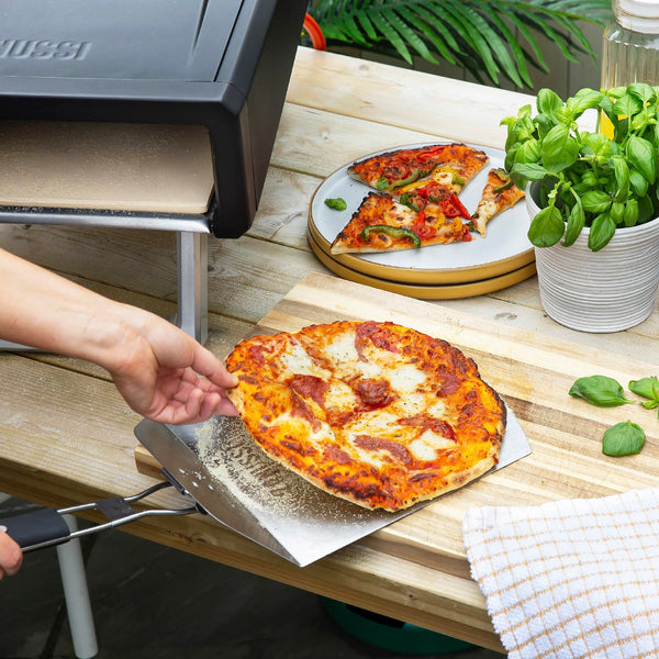 Zanussi ZPO1BPC Outdoor 12 Inch Wood Pellet Portable Wood Fired Pizza Oven with Paddle and Cover in Black, BBQ Oven & Smoker, Stainless Steel Foldable Legs