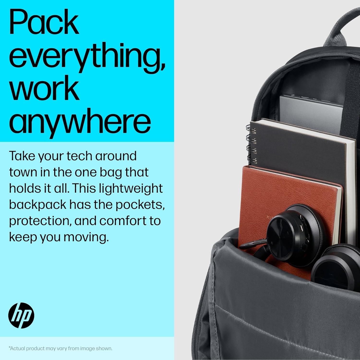 HP 15.6-Inch Laptop Backpack | Padded Laptop Compartment, Comfortable, Durable, Lightweight and Water-Resistant | Water-Bottle Pocket | Padded Shoulder Straps | Responsibly Made