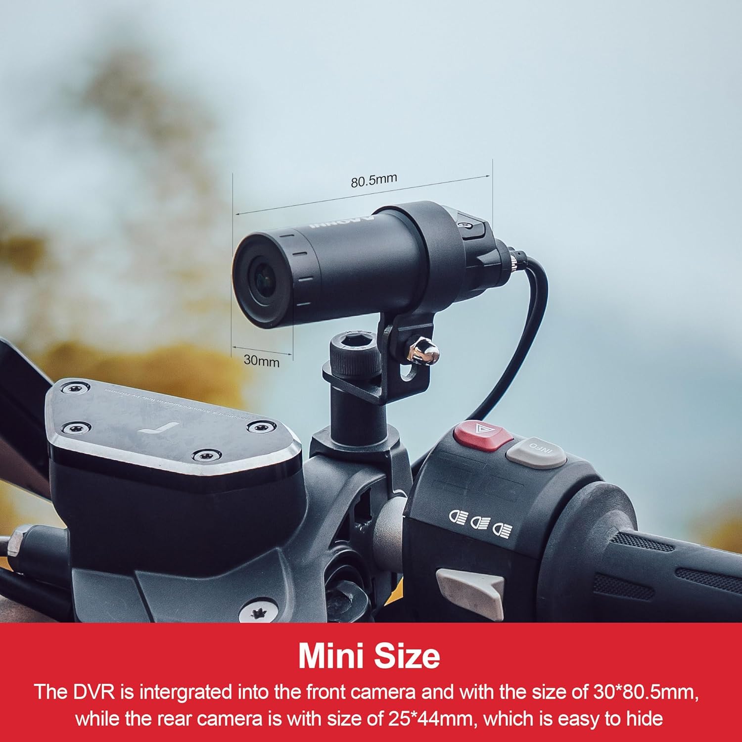 INNOVV K6 Motorcycle Dash Cam Dual Channel QHD 2K+1080P, IP67 Waterproof Mini Motocam with Wi-Fi, 120°Golden Angel, G-Sensor Detection, Support 256GB(SD Card not Included)