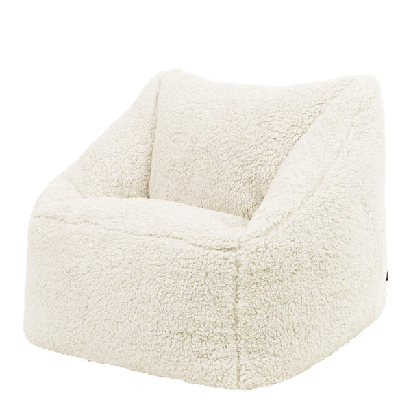 icon Kids Teddy Fleece Bean Bag Chair, Cream, Fluffy Kids Bean Bag Armchair with Filling Included for Girls and Boys, Childrens Chair, Nursery Dcor,
