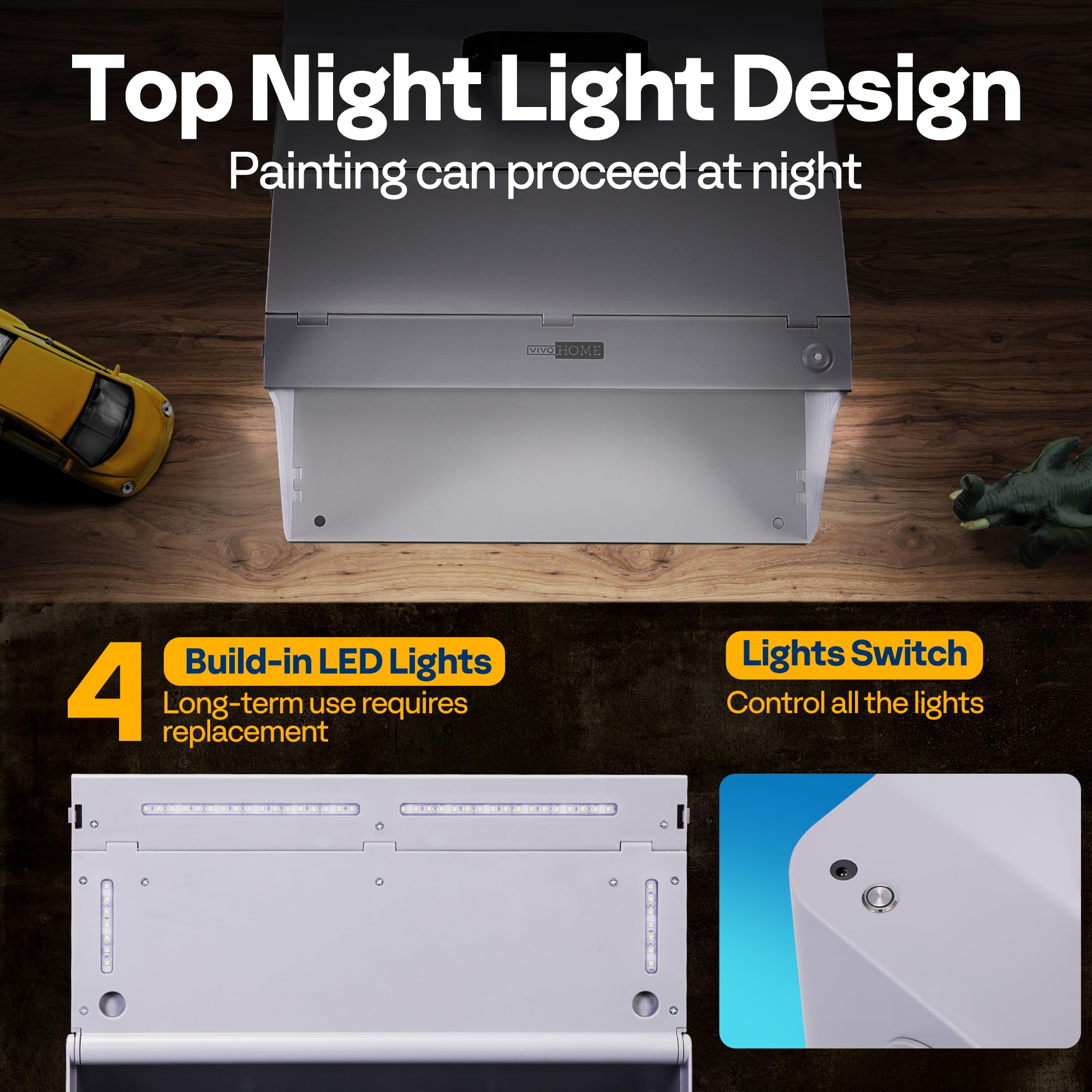 VIVOHOME Dual Fans Airbrush Paint Spray Booth with 4 LED Lights Turn Table and Filter Hose, Portable Airbrush Booth for Painting Model Craft