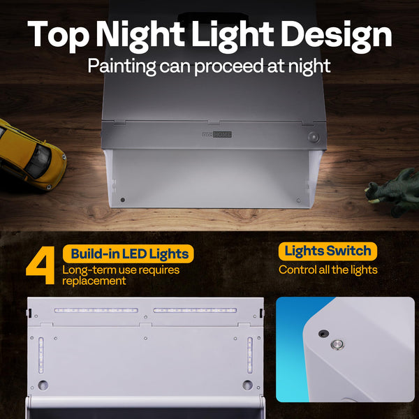 VIVOHOME Dual Fans Airbrush Paint Spray Booth with 4 LED Lights Turn Table and Filter Hose, Portable Airbrush Booth for Painting Model Craft