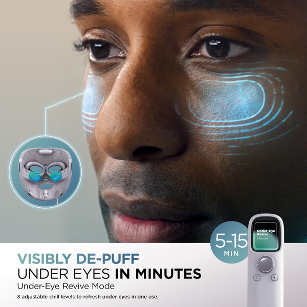 Shark CryoGlow LED Face Mask with Under-Eye Cooling, Anti-Ageing & Blemish Repair, Red & Blue LED, Infrared Light Therapy, USB-C, Remote Control, Storage Bag, Adjustable Straps