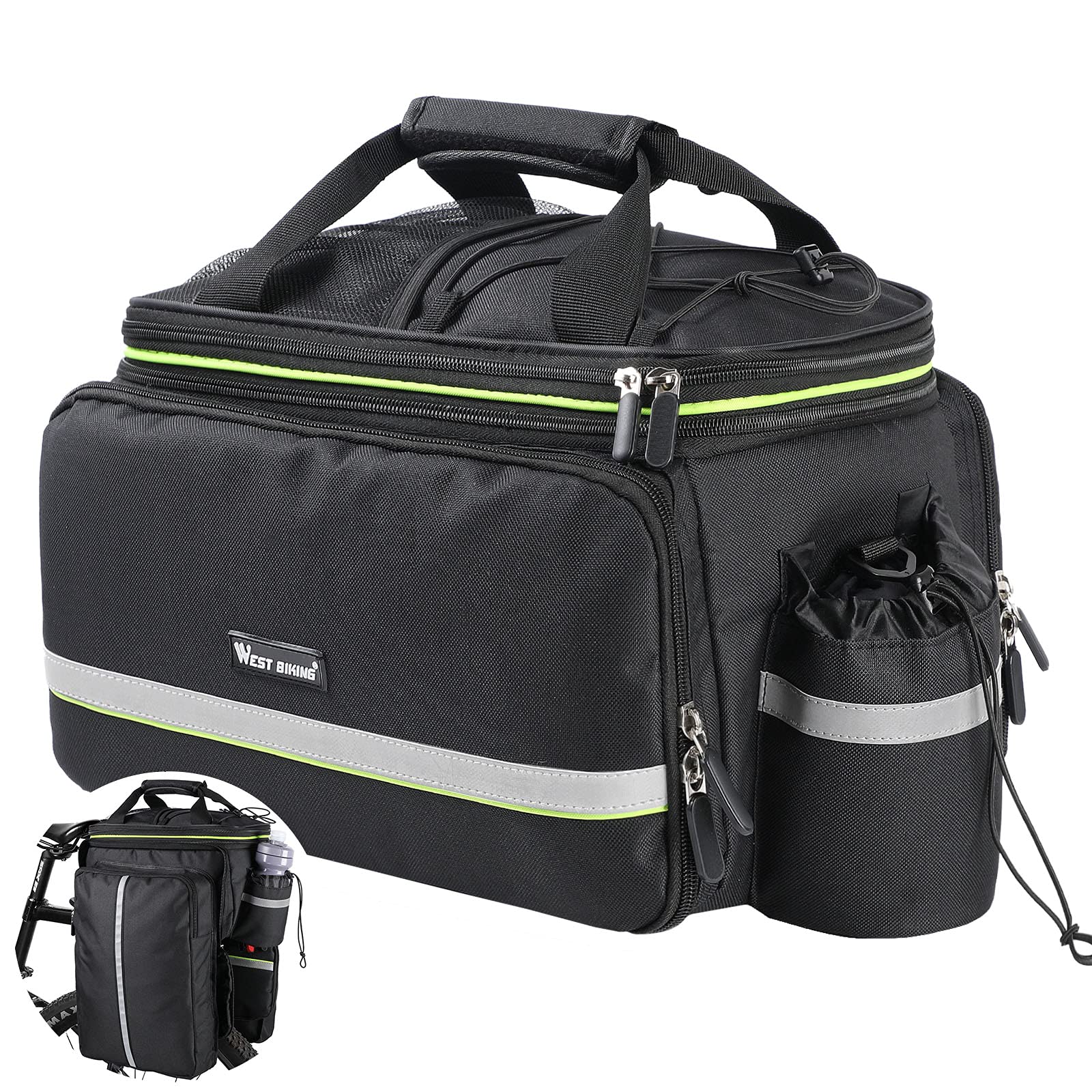 UBORSE Bike Pannier Bag Bike Rear Seat Trunk Bag 35L Waterproof Extended Cycling Storage Bag Pannier Rack for MTB Mountain Bike