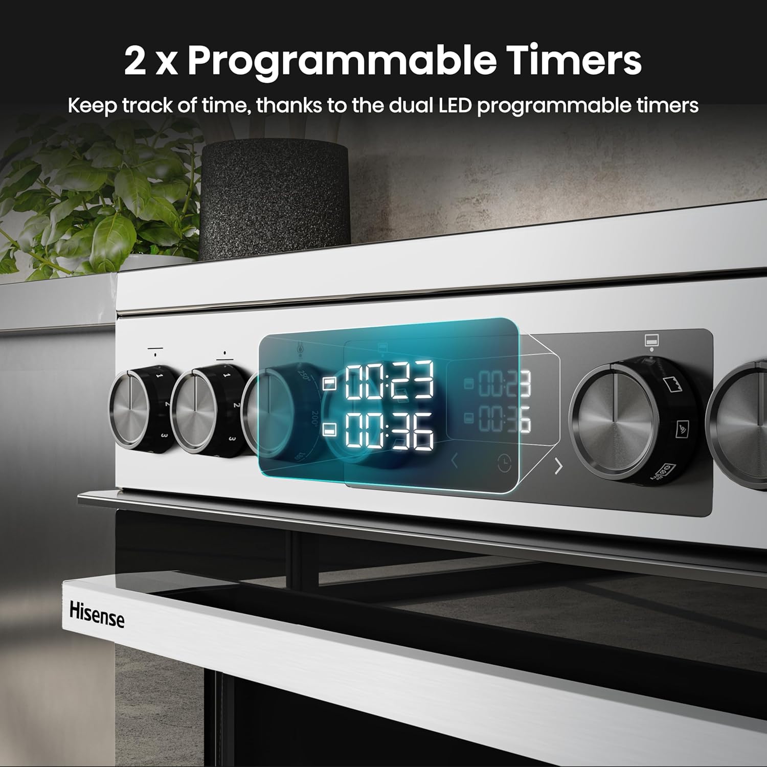 Hisense HDUKC60W 60cm Electric Cooker with Ceramic Hob-White, A Rated Double Oven 50L/80L [Energy Class A]