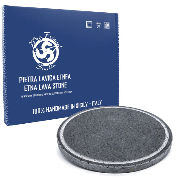 Etna Lava Stone Grill Round Diameter 35 cm with Groove - Ideal for WEBER BBQ or SMEG Oven