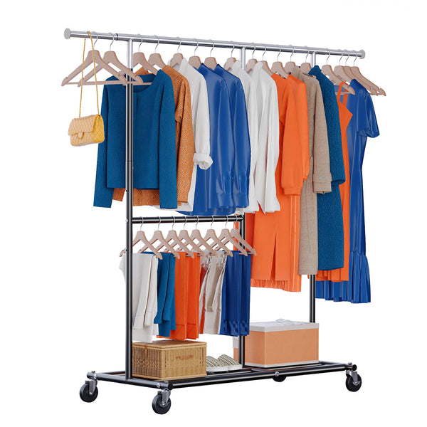 HOKEEPER Heavy Duty Clothes Rail, Sturdy 150KG Rack with Hanging Clothing Rack, Clothing Garment Rack with Storage ShelvesFreestanding Rails for