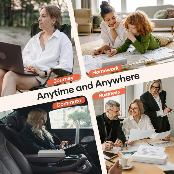 iDPRT Portable Printer -Mobile Thermal Printer for Travel, Inkless Technology for Vehicles, Office, Home, School, Bluetooth Connection Compatible with iOS, Android, Tablet & Laptop- White