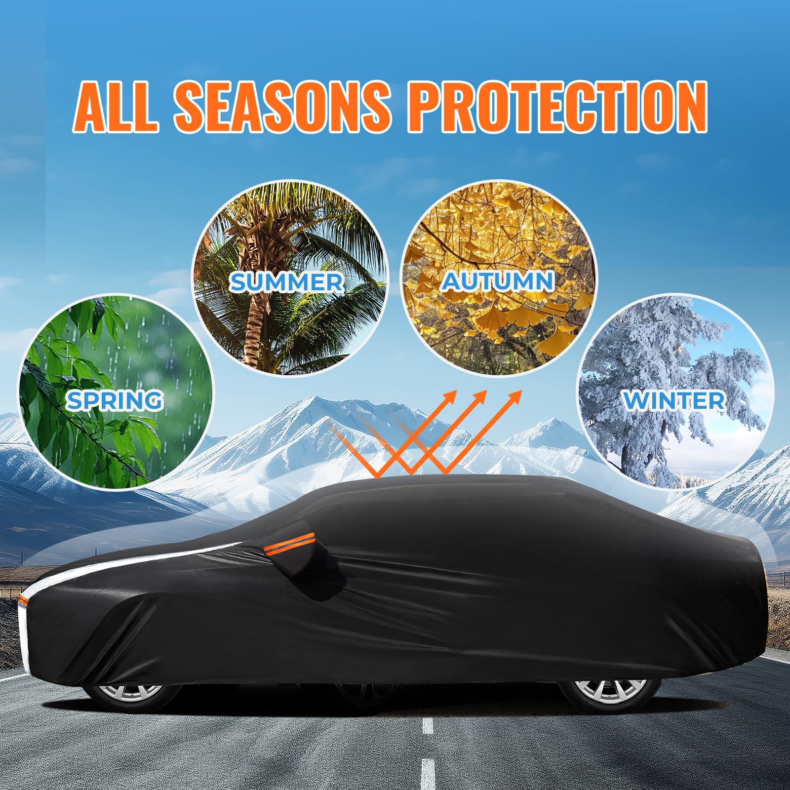 Car Cover Custom Fit for Mini Convertible F57(2016-2023), Car Covers for Outside Storage Waterproof Breathable, Full Cover Outdoor All Weather Protection Rain Sun Dust with Zip and Cotton(Black)