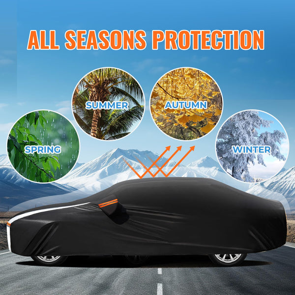 Car Cover Custom Fit for Mini Convertible F57(2016-2023), Car Covers for Outside Storage Waterproof Breathable, Full Cover Outdoor All Weather Protection Rain Sun Dust with Zip and Cotton(Black)