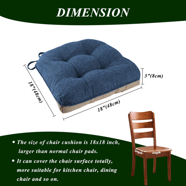 FlyGulls Non Slip Chair Cushions for Dining Chairs Set of 4 Kitchen Chair Cushions 18"x18"x3" Turfted Chair Pads Comfortable and Soft Seat Cushion