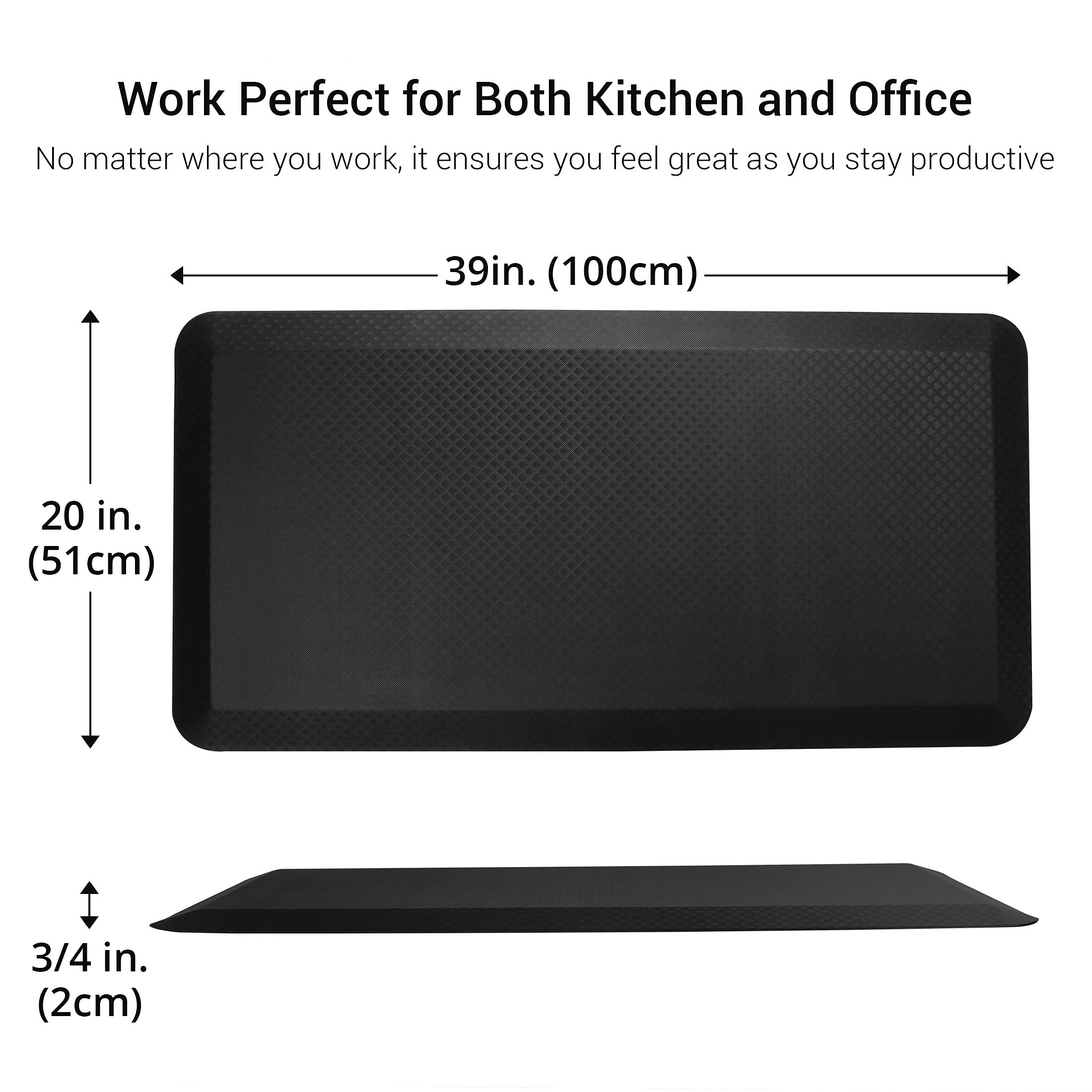 FLEXISPOT Standing Desk Anti-Fatigue Mat Comfort Kitchen Floor Mat Flat Kitchen mats Black