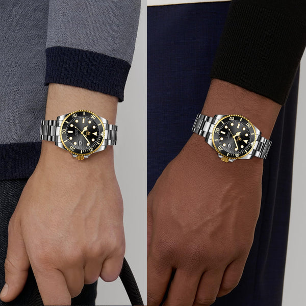 LN LENQIN Mens Watches Stainless Steel Watches Men Waterproof Analog Quartz Watch Men's Wrist Watches with Date Fashion Casual Man Watch